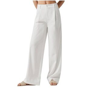 New Willit Linen Blend Wide Leg Pants Size Large White